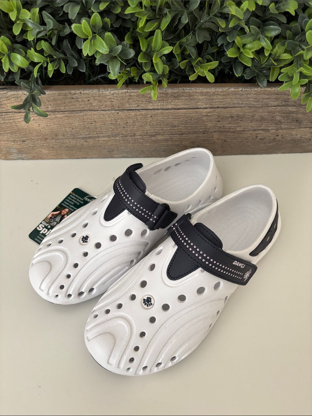 DAWGS Kids White Clog with Black Strap